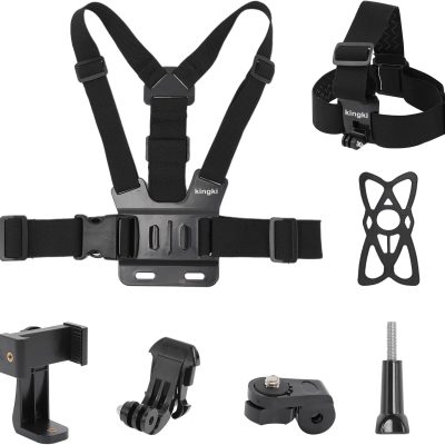 KINGKI Mobile Phone Chest Strap Harness Mount Head Strap Holder Kit