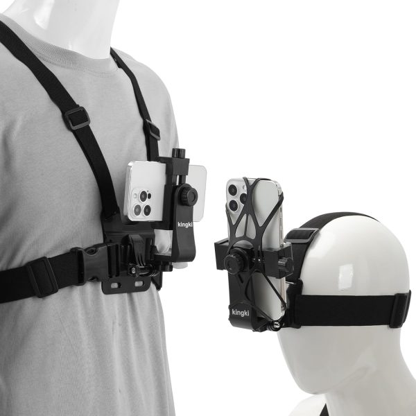 KINGKI Mobile Phone Chest Strap Harness Mount Head Strap Holder Kit