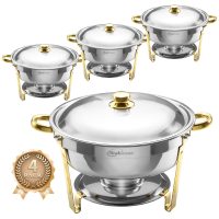 Chafing Dishes for Buffet 4 Pack, 6QT Round Chafing Dishes for Buffet - Image 5