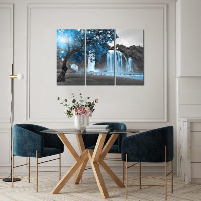 Biuteawal 3 Piece Black White Blue Tree Canvas Wall Art (Copy)