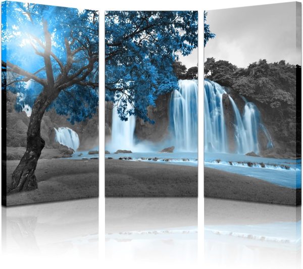 Biuteawal 3 Piece Black White Blue Tree Canvas Wall Art (Copy)